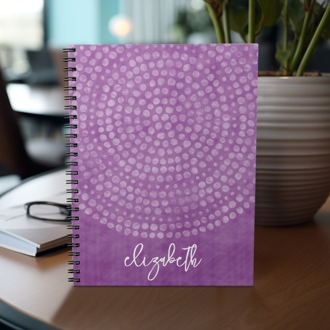 Cuaderno Nombre del guión de rebote púrpura del patrón de p (Personalized notebook with custom text - add your name and other options)