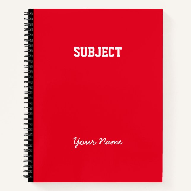 Cuaderno Nombre del guión del asunto del personalizado Rojo (Anverso)
