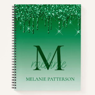 Cuaderno Nombre del guión del monograma del Purpurina de la