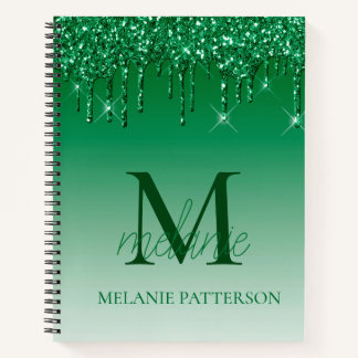 Cuaderno Nombre del guión del monograma del Purpurina de la
