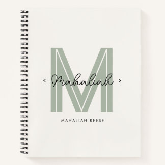 Cuaderno Nombre del guión del monograma verde del sabio de 