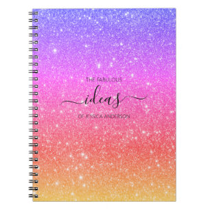 Cuaderno Nombre del guión del purpurina del arcoiris modern