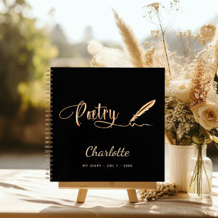 Cuaderno Nombre del guión elegante del oro negro de la poes