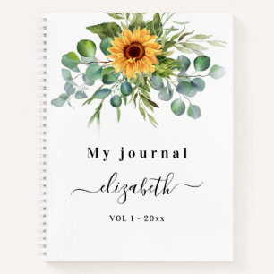 Cuaderno Nombre del guión verde del eucalipto del girasol