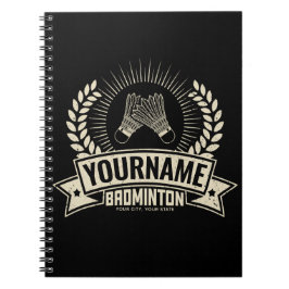 Cuaderno Nombre del jugador de Badminton personalizado Racq