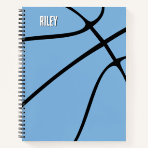 Cuaderno Nombre del jugador de baloncesto azul claro o Pers