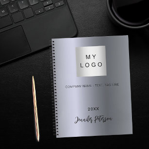 Cuaderno Nombre del logotipo de negocios plateado