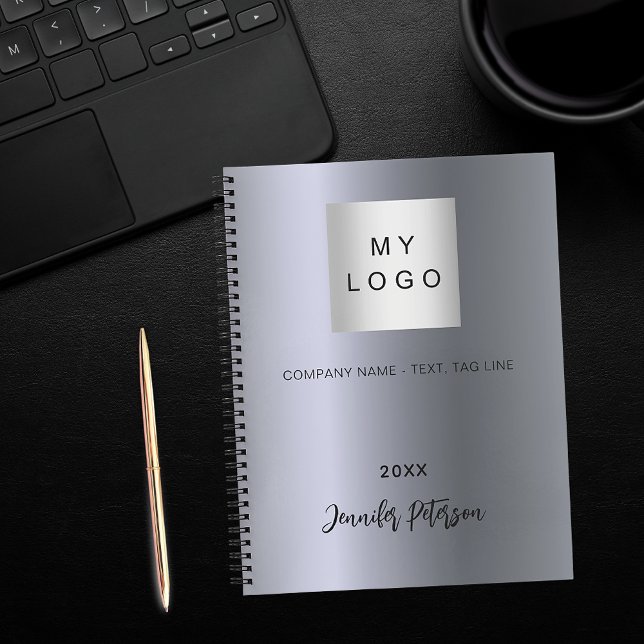 Cuaderno nombre del logotipo empresarial plateado (Subido por el creador)