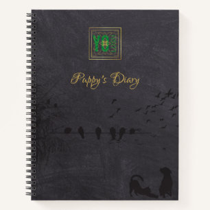 Cuaderno Nombre del Mascota negro del ventilador del logoti