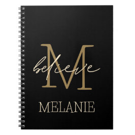 Cuaderno Nombre del Monograma de Oro de Fomento de Creencia