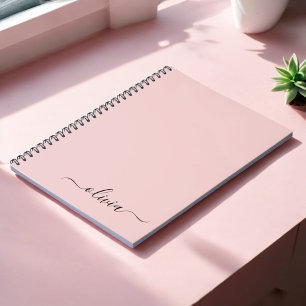 Cuaderno Nombre del Monograma de Rubor Dusty Pink Moderne S