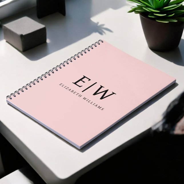 Cuaderno Nombre del Monograma de Rubor Dusty Pink Moderne S (Subido por el creador)