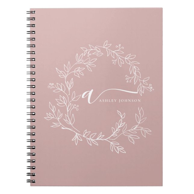 Cuaderno Nombre del Monograma de Rubor Dusty Pink Moderne S (Frente)