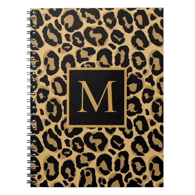 Cuaderno Nombre del monograma del leopardo de bonito (Frente)