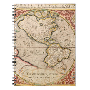 Cuaderno Nombre del monograma del mapa del mundo de la cose