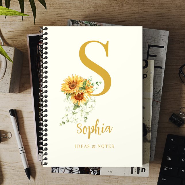 Cuaderno Nombre del monograma floral personalizado inicial (Subido por el creador)