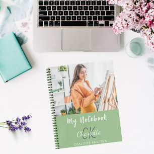 Cuaderno Nombre del monograma verde del sabio fotográfico