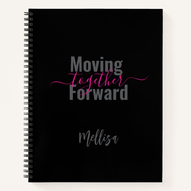 Cuaderno Nombre del movimiento hacia adelante de negro (Anverso)