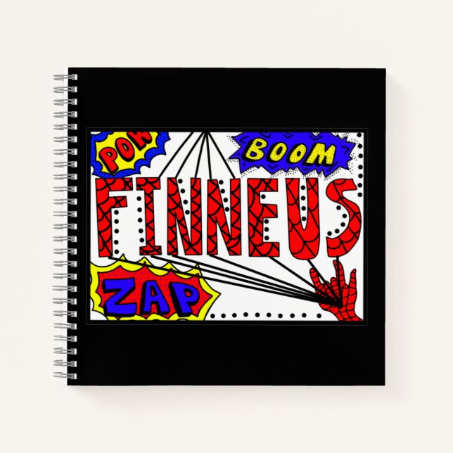 Cuaderno Nombre del niño Finneus Spider Super Powers (Anverso)