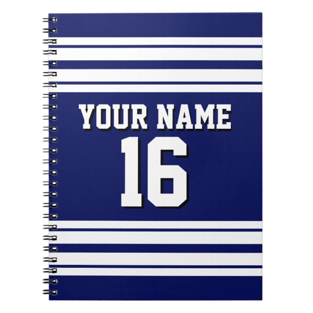 Cuaderno Nombre del número de Personalizado de Jersey del e (Frente)
