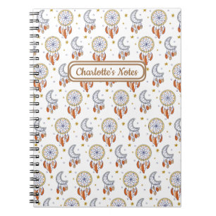 Cuaderno Nombre del patrón de boho de Mandala original retr