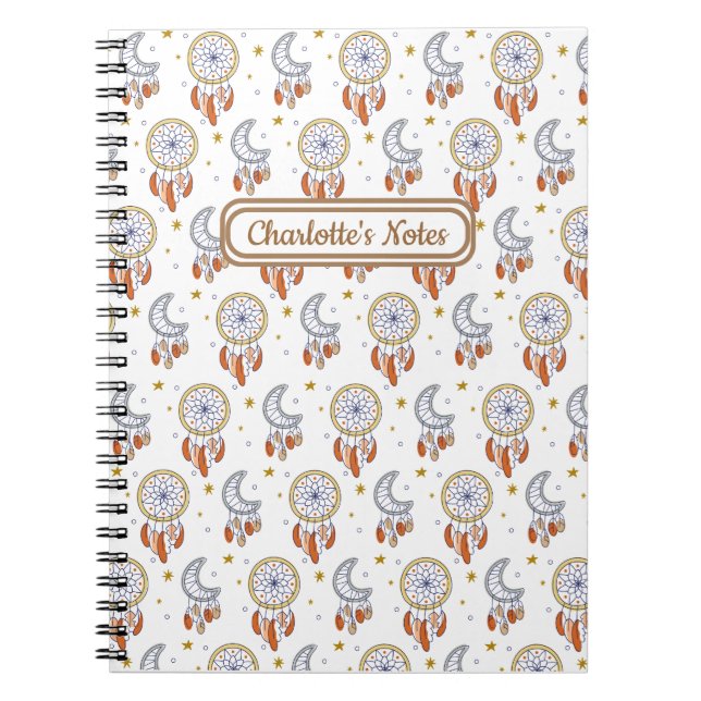 Cuaderno Nombre del patrón de boho de Mandala original retr (Frente)
