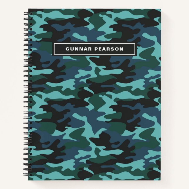 Cuaderno Nombre del patrón de camuflaje moderno Azul (Anverso)
