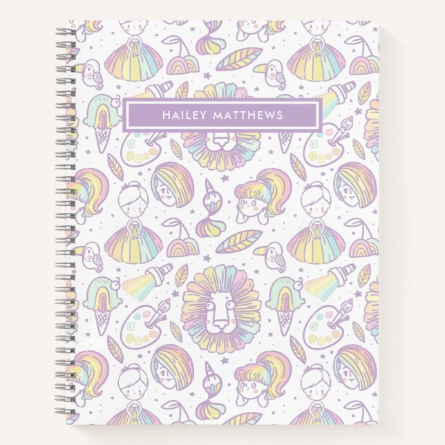 Cuaderno Nombre del patrón de Chicas de arcoiris del Pastel (Anverso)