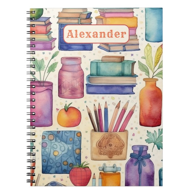 Cuaderno Nombre del patrón de regreso a la escuela (Frente)