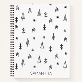 Cuaderno Nombre del patrón del bosque blanco de invierno mi