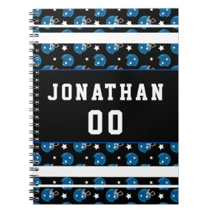 Cuaderno Nombre del patrón del casco azul y número de Jerse