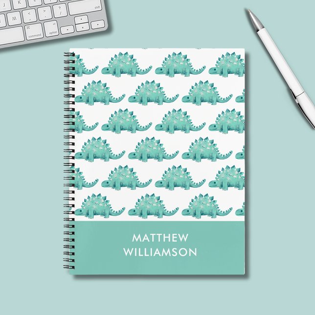 Cuaderno Nombre del patrón del dinosaurio Stegosaurus (Stegosaurus dinosaur personalized notebook)