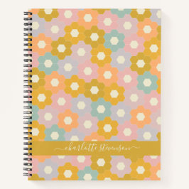 Cuaderno Nombre del patrón floral de pastel honeycomb perso