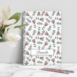 Cuaderno Nombre del patrón floral rosa elegante