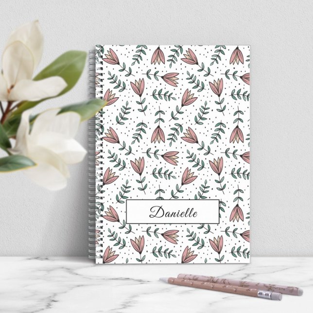 Cuaderno Nombre del patrón floral rosa elegante (Elegant Pink Floral Pattern Name Notebook)