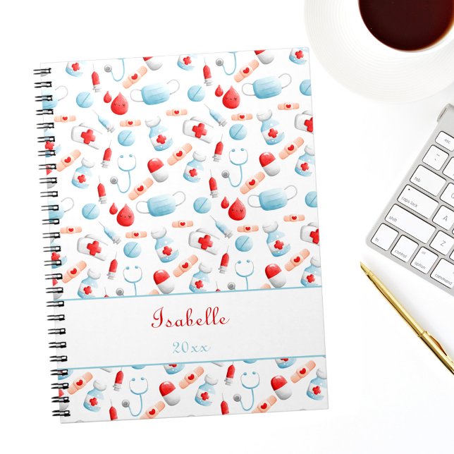 Cuaderno Nombre del patrón médico Enfermero monograma (Subido por el creador)