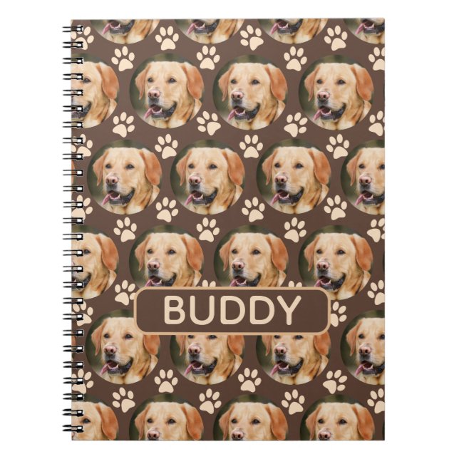 Cuaderno Nombre del perro del patrón fotográfico Mascota pe (Frente)