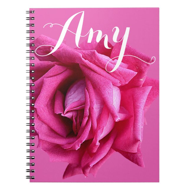 Cuaderno Nombre del personalizable Amy rosa rosa caliente f (Frente)