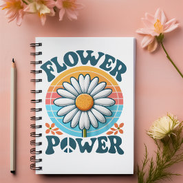 Cuaderno Nombre del personalizable azul Flower Power