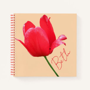 Cuaderno Nombre del personalizable Beth bonito tulipán rojo