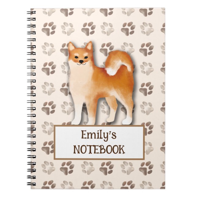 Cuaderno Nombre del personalizable de huellas de perros de  (Frente)