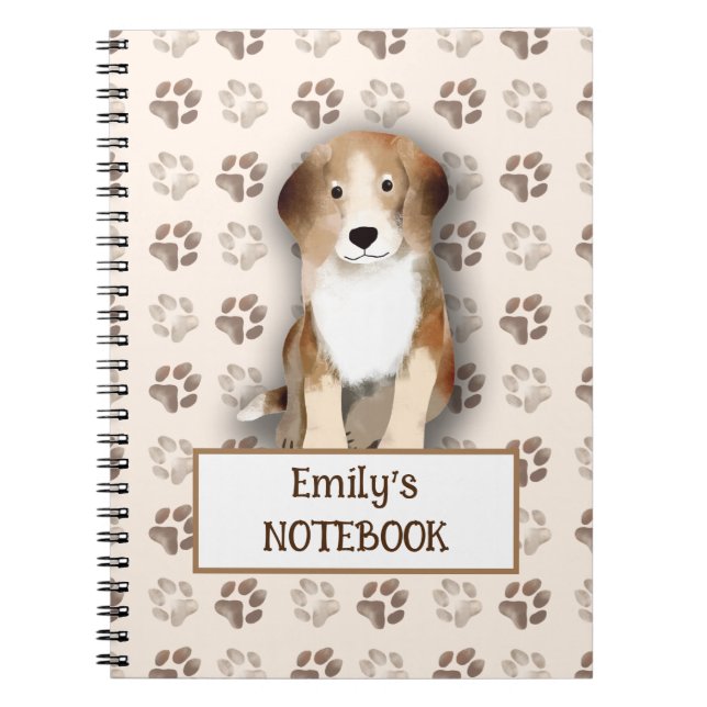 Cuaderno Nombre del personalizable de patrón de huella de B (Frente)