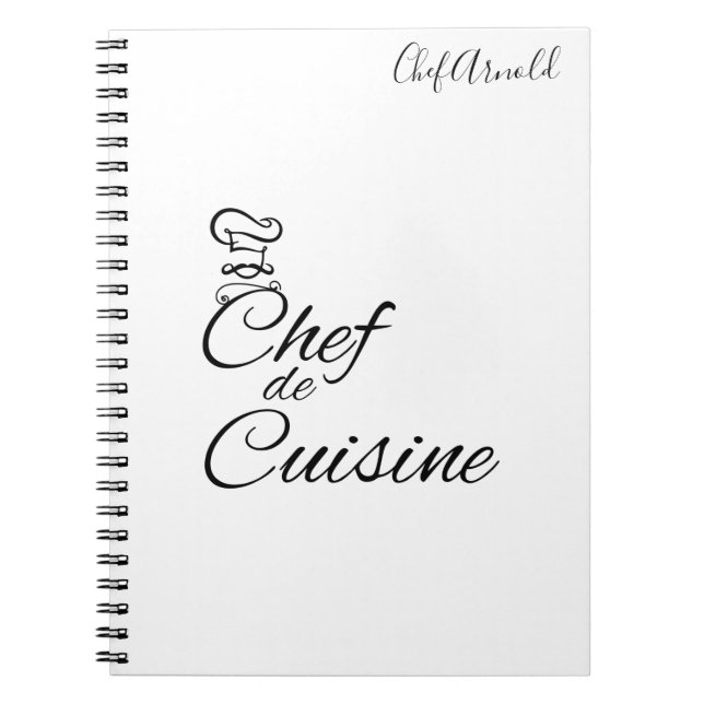 Cuaderno Nombre del Personalizable del chef de cocina (Frente)