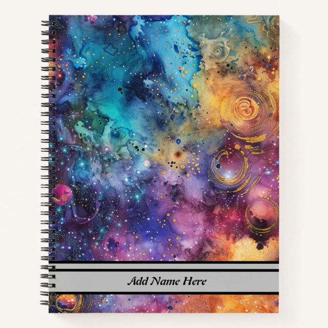 Cuaderno Nombre del Personalizable del espacio galaxy moder (Anverso)