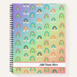 Cuaderno Nombre del Personalizable del patrón arcoiris cort