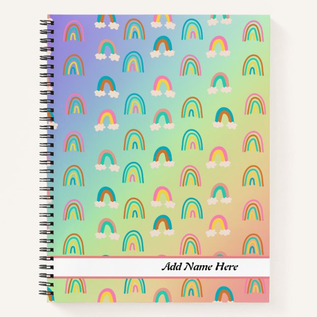 Cuaderno Nombre del Personalizable del patrón arcoiris cort (Anverso)