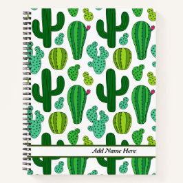 Cuaderno Nombre del Personalizable del patrón de cactus de 