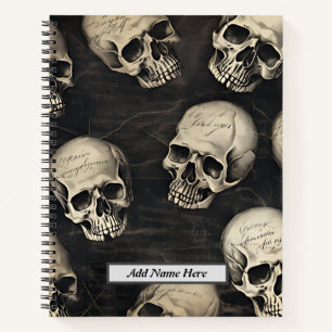 Cuaderno Nombre del Personalizable del patrón de cráneo vin