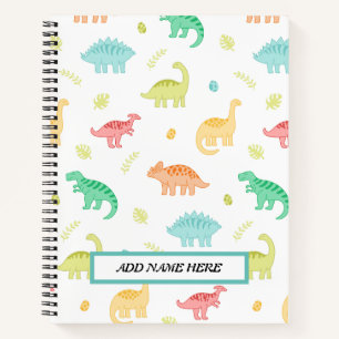 Cuaderno Nombre del Personalizable del patrón de dinosaurio
