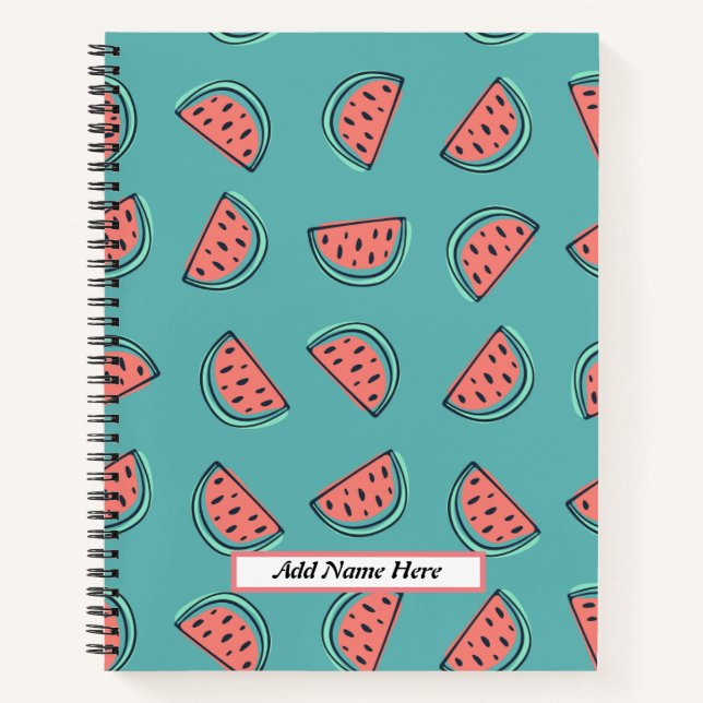 Cuaderno Nombre del Personalizable del patrón de la sandía  (Anverso)